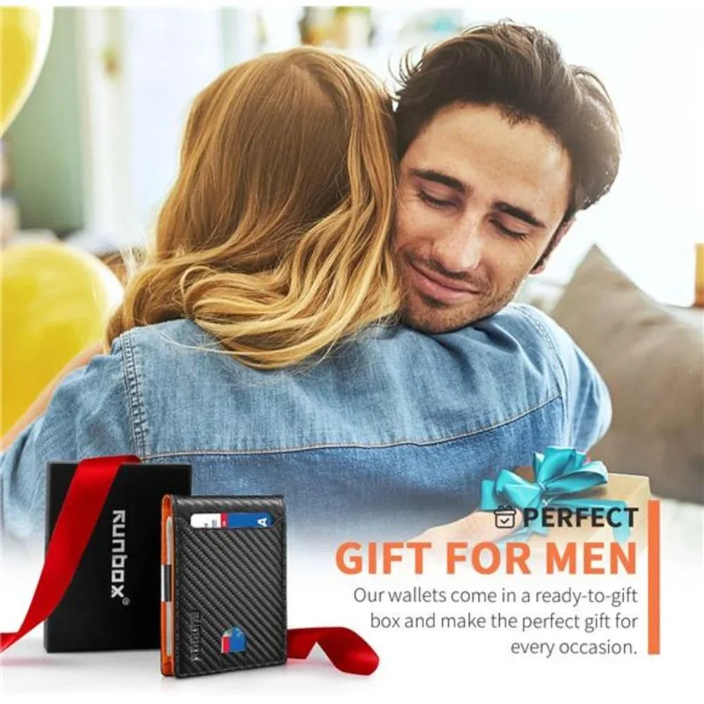 Slim Wallets for Men - Leather Money Clip Mens Wallet - RFID Blocking Pocket